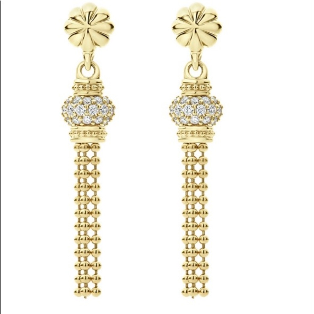 Authentic Lagos Caviar Tassel Diamond Earrings